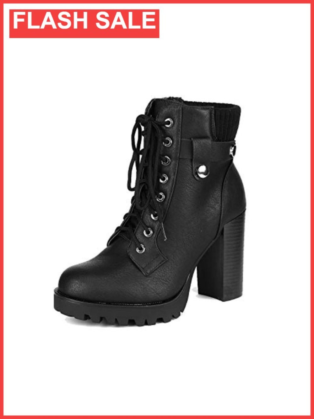 Women's Faux Leather Lace Up Combat Ankle Booties Side Zip